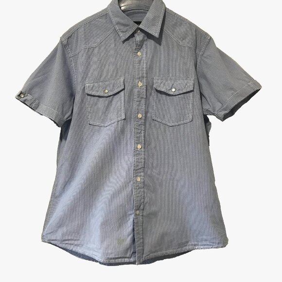 Paper Denim & Cloth 100% Cotton Checkered Collared Button Down Blue Men's Large - Picture 1 of 9